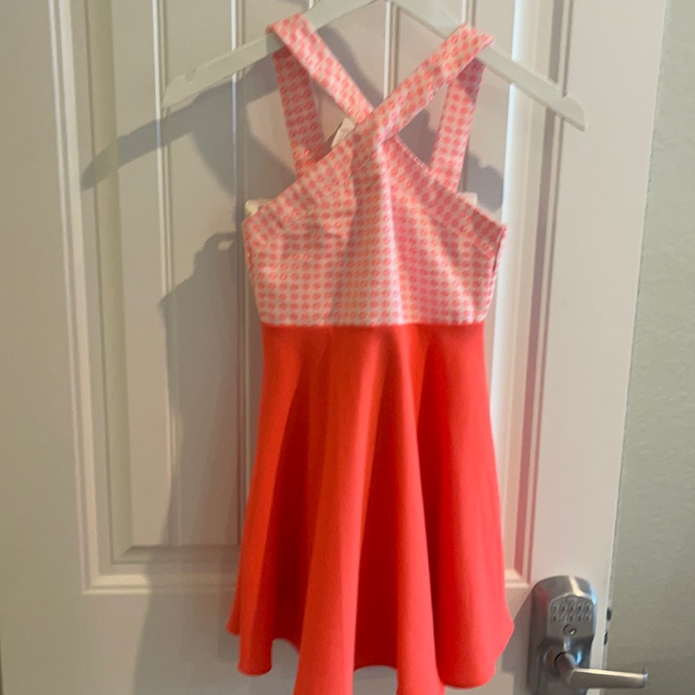 GB GIRLS Hot pink/coral cross neck girls dress size 8